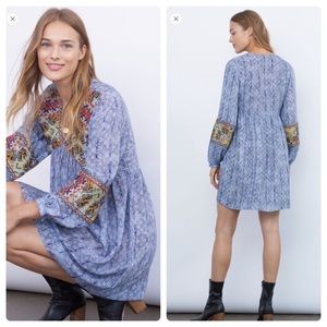 Anthropologie linne embroidered tunic dress